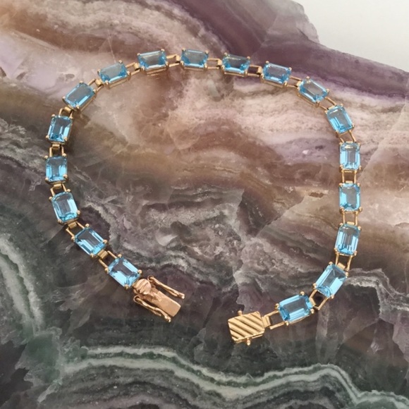 10k BLUE TOPAZ BRACELET - Picture 4 of 4